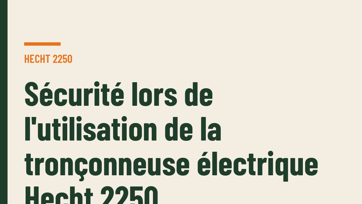 Sécurité lors de l'utilisation de la tronçonneuse électrique Hecht 2250