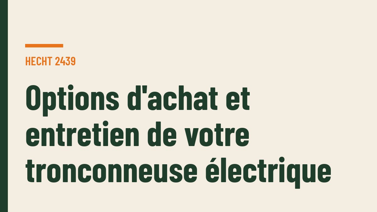 Options d'achat et entretien de votre tronconneuse électrique