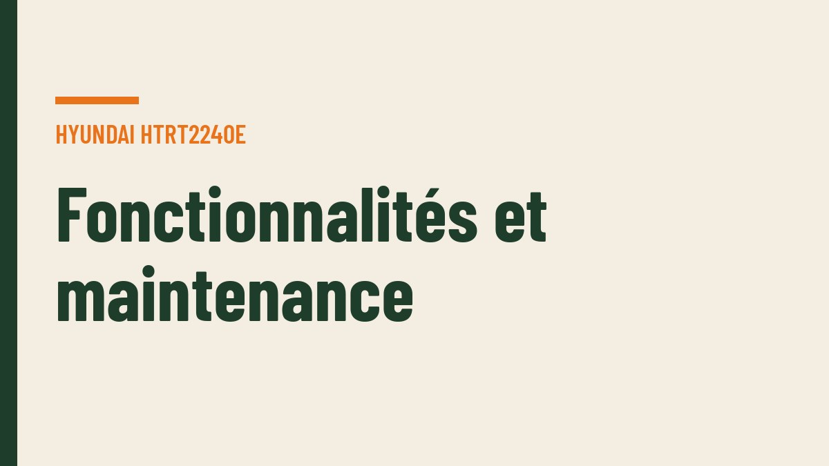 Fonctionnalités et maintenance