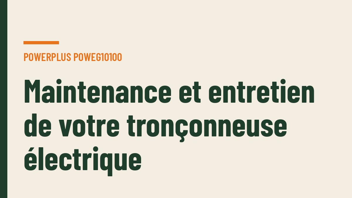 Maintenance et entretien de votre tronçonneuse électrique