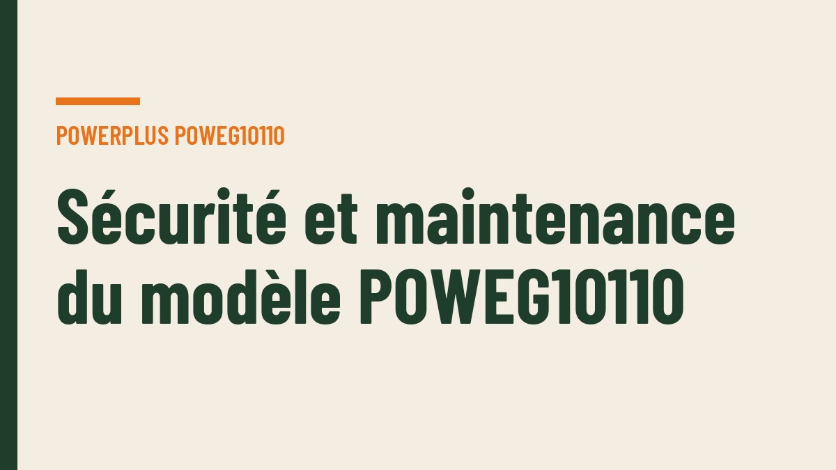 Sécurité et maintenance du modèle POWEG10110