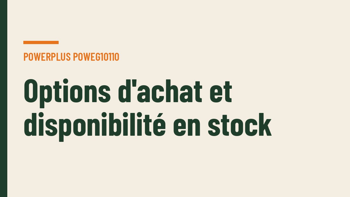 Options d'achat et disponibilité en stock