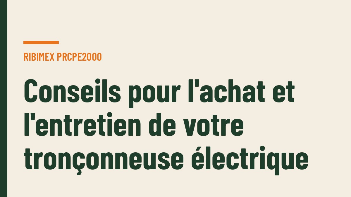 Conseils pour l'achat et l'entretien de votre tronçonneuse électrique