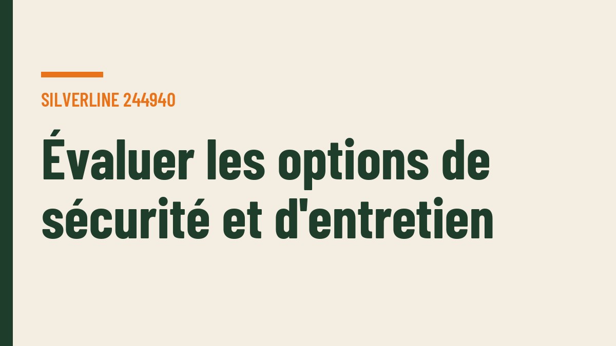Évaluer les options de sécurité et d'entretien