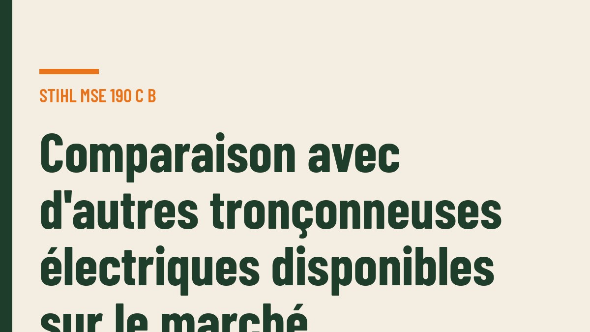 Comparaison avec d'autres tronçonneuses électriques disponibles sur le marché