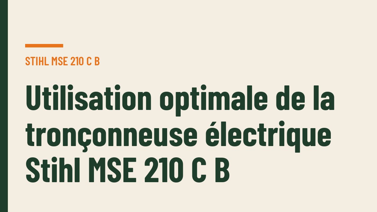 Utilisation optimale de la tronçonneuse électrique Stihl MSE 210 C B