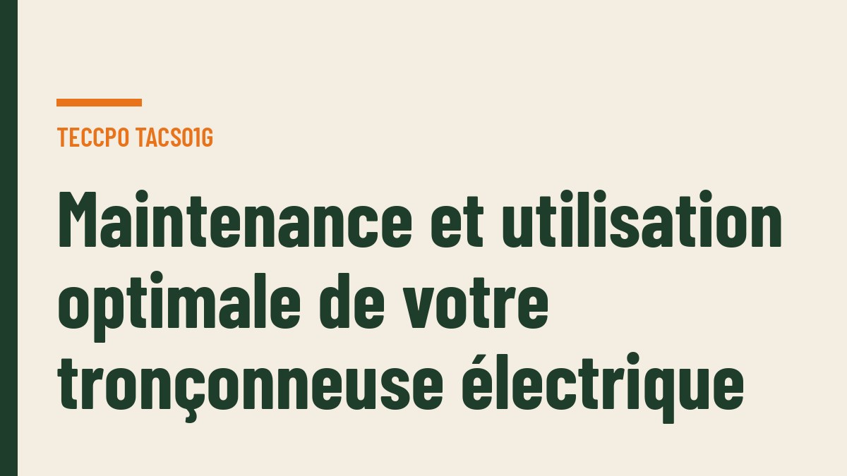 Maintenance et utilisation optimale de votre tronçonneuse électrique