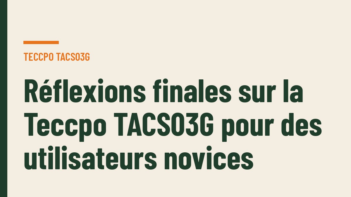 Réflexions finales sur la Teccpo TACS03G pour des utilisateurs novices